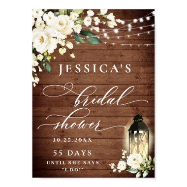 White Roses Lantern Rustic Wood  Poster