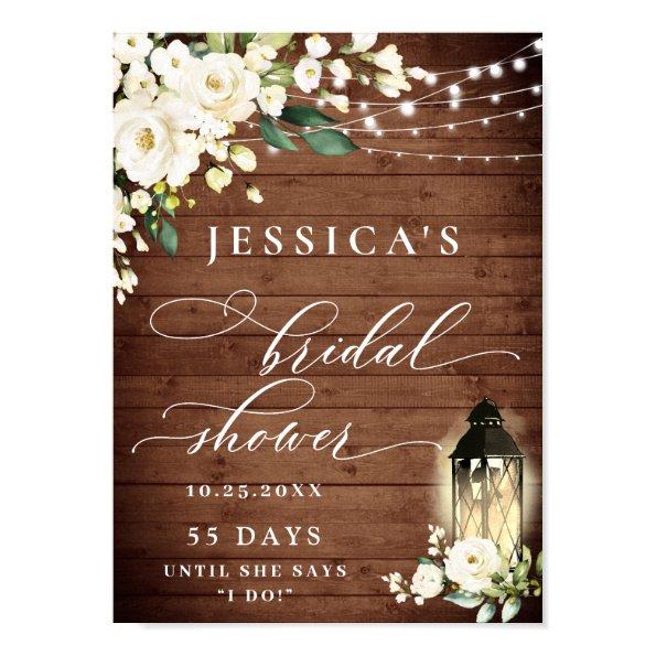 White Roses Lantern Rustic Wood  Poster