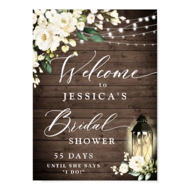 White Roses Lantern Rustic Wood  Poster