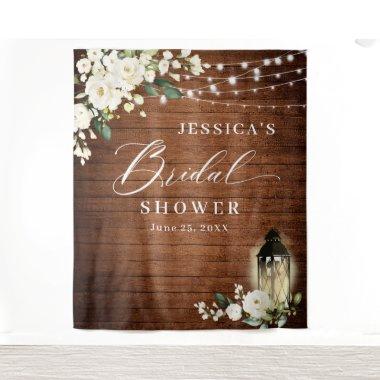 White Roses Lantern Wood Bridal Shower Backdrop