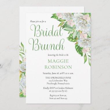 White Roses | Orchids Boho Floral Bridal Brunch Invitations