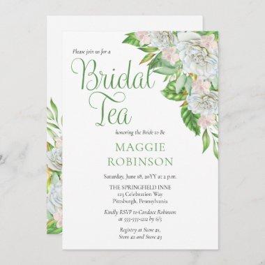 White Roses | Orchids Boho Floral Bridal Tea Invitations