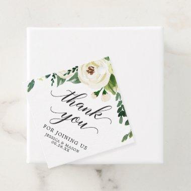 White Roses Thank You Favor Tag