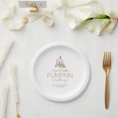 White Rustic Boho Pumpkin Baby Shower Paper Plates