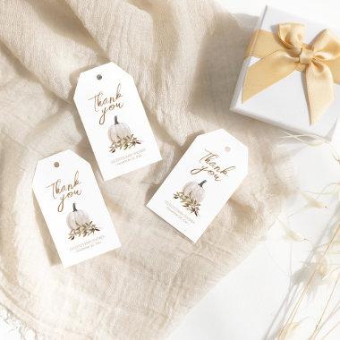 White Rustic Boho Pumpkin Baby Shower Thank You Gift Tags