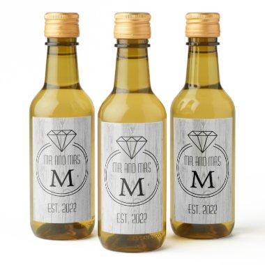 White Rustic Wood Monogram Mini Wine Label