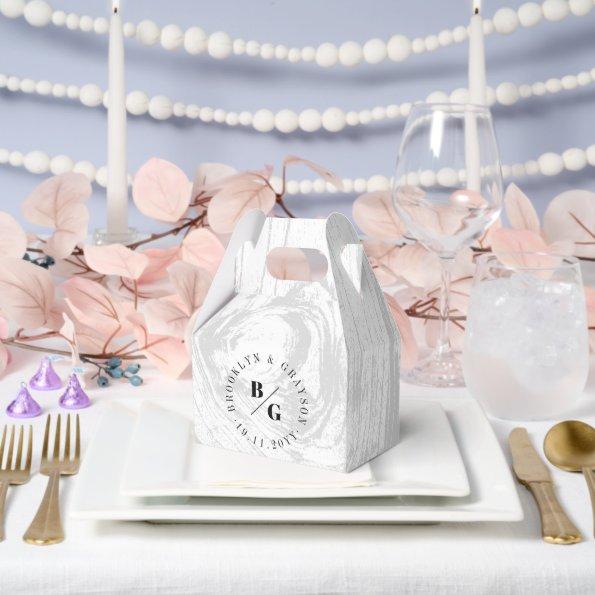 White Rustic Woodgrain Texture Chic Winter Wedding Favor Boxes