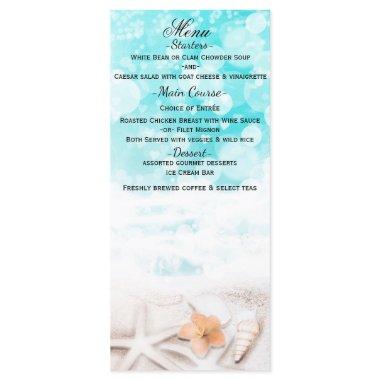 White Sandy Beach Starfish Blue Ocean Menu Invitations