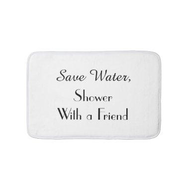 White Save Water Funny Plush Bath Mat
