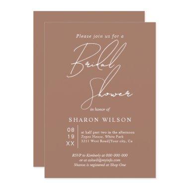 White script calligraphy mocha brown