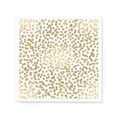 White & Shiny Gold Dots Confetti Elegant Chic Glam Napkins