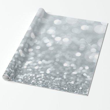 White Silver Glitter Bokeh Glam Sweet 16 Party Wrapping Paper