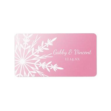 White Snowflake on Pink Winter Wedding Favor Tags