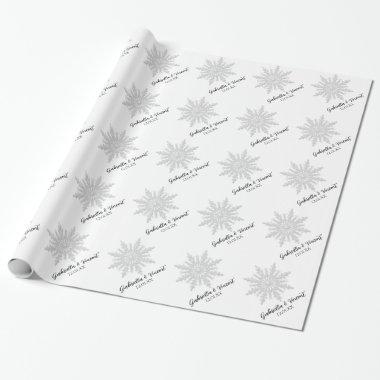 White Snowflake Winter Wedding Wrapping Paper