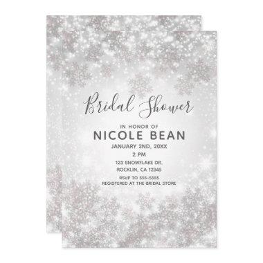 White Sparkle Winter Wonderland Bridal Shower Invitations