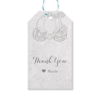 White Sparkling Cinderella Carriage Party Favor Gift Tags