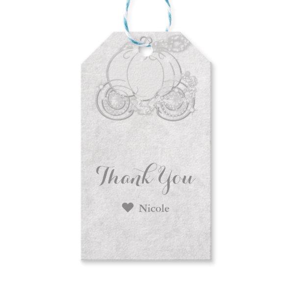 White Sparkling Cinderella Carriage Party Favor Gift Tags