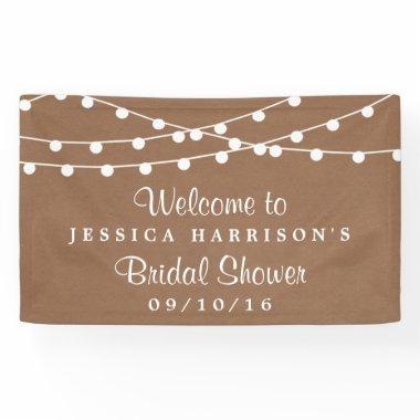 White String Lights On Rustic Kraft Bridal Shower Banner