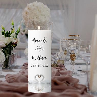 White swan couple love names wedding pillar candle