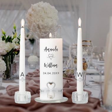 White swan couple love names wedding unity candle set