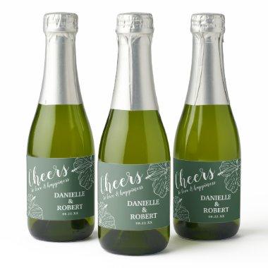 White Tropical Floral Hibiscus on Eucalyptus Mini Sparkling Wine Label