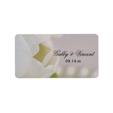 White Tulip and Pearls Spring Wedding Favor Tag