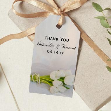 White Tulip Bouquet Spring Wedding Favor Tags
