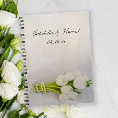 White Tulip Bouquet Spring Wedding Notebook