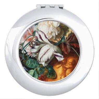 WHITE TULIPS,ANEMONES AND CUPIDS VANITY MIRROR