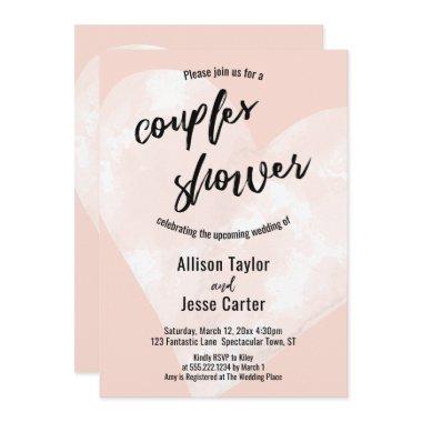 White Watercolor Heart Blush Pink Couples Shower