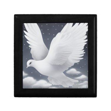 White Wedding Dove in Clouds Gift Box