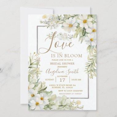 White Wildflower Bridal Shower Bridal Invitations