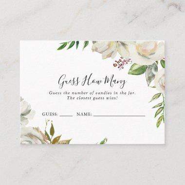 White Winter Peony Floral Guess How Many Game Invitations