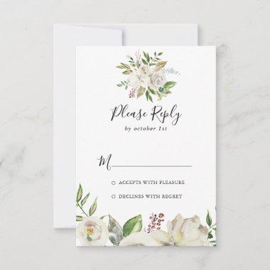 White Winter Peony Floral RSVP