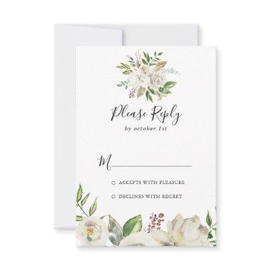 White Winter Peony Floral RSVP