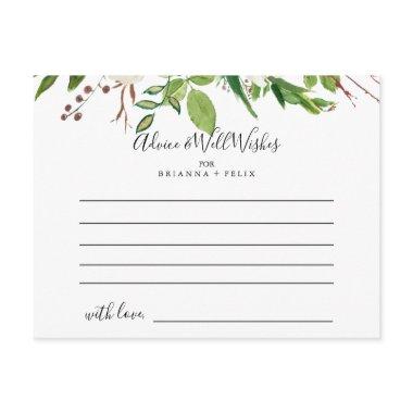 White Winter Peony Floral Wedding Advice Card