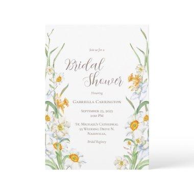 White & Yellow Daffodil Floral  Invit