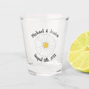 White Yellow Daisy Flower Floral Garden Party Shot Glass
