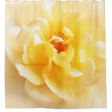 White Yellow Rose Soft Light Colors Shower Curtain