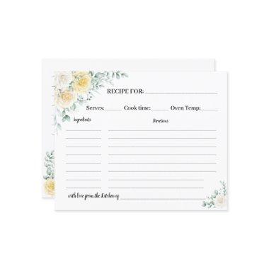 White & Yellow Roses Recipe Invitations Bridal Shower