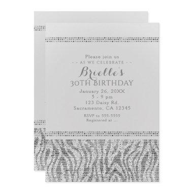 White Zebra Sparkle Sequins Glam Party