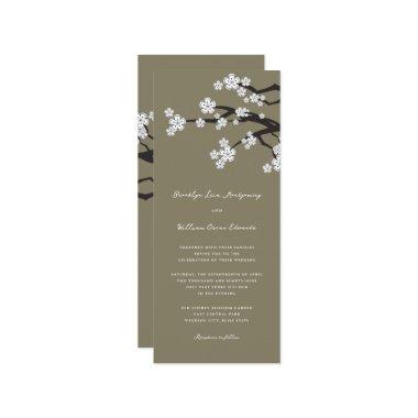 White Zen Sakura Cherry Blossoms Asian Wedding Invitations