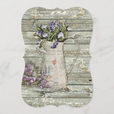 whitewashed barn wood farmhouse summer lavender Invitations