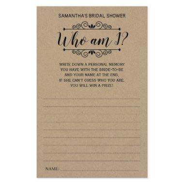 Who am I bridal shower english spanish rustic game