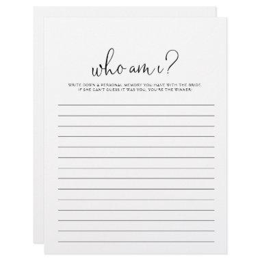 Who Am I Fancy Script Bridal Shower Game