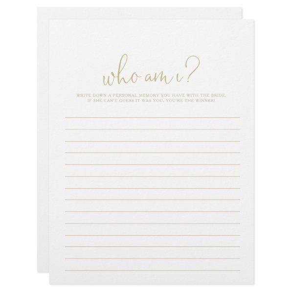 Who Am I Gold Fancy Script  Game