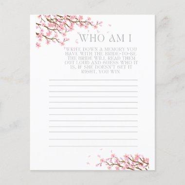 Who Am I Memory Guessing Bridal Shower Game Invitations