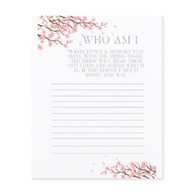 Who Am I Memory Guessing Bridal Shower Game Invitations