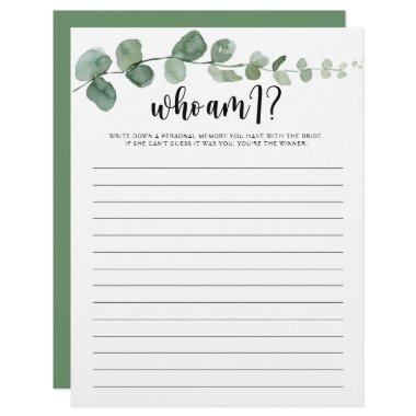 Who Am I Minimalist Eucalyptus  Game