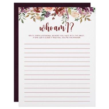 Who Am I Rustic Floral  Game